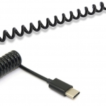 Gekrulde USB-C naar USB-C kabel - 1.5 meter - zwart